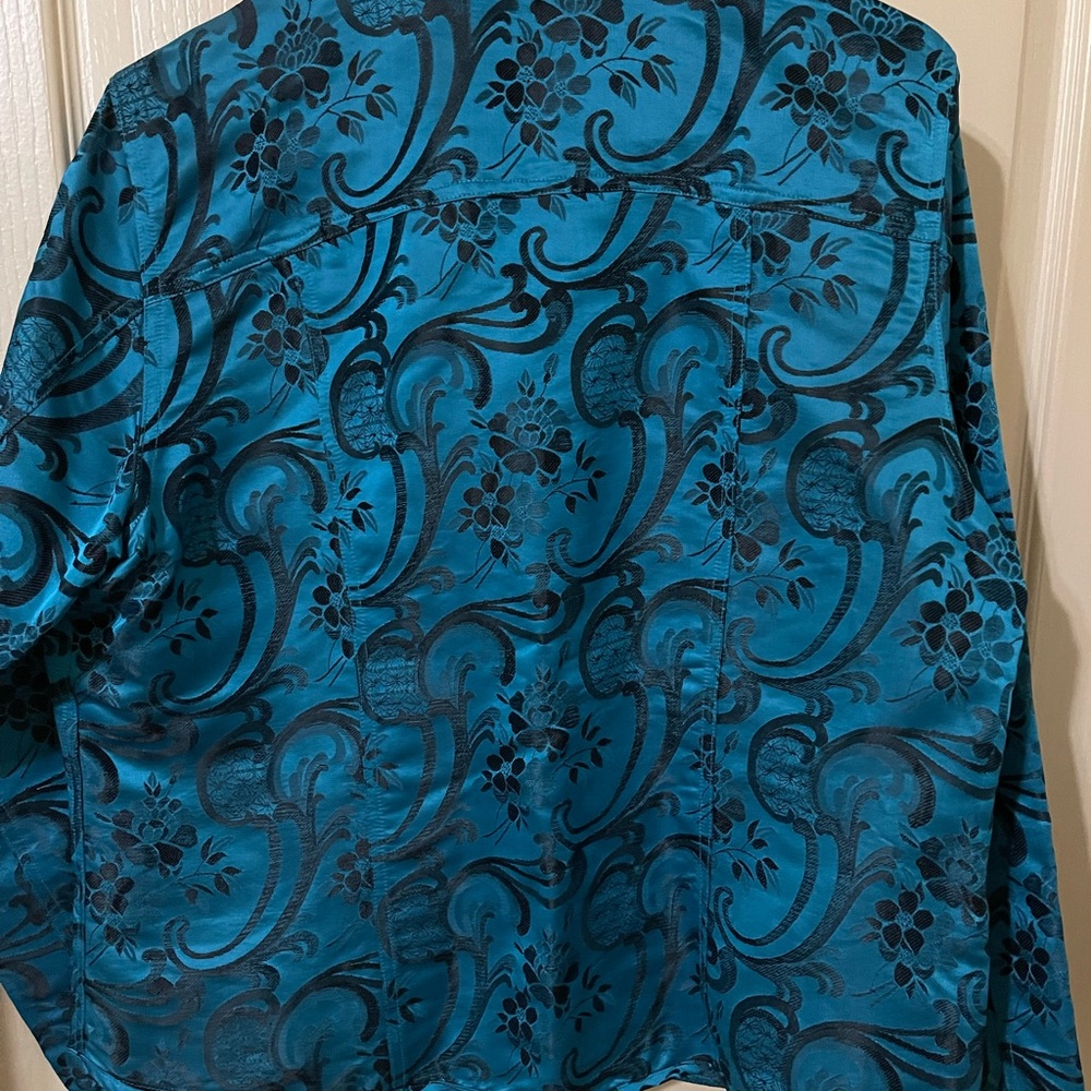 Chico’s embroidered Teal Dinner Jacket, Size 2 - Picture 6 of 6